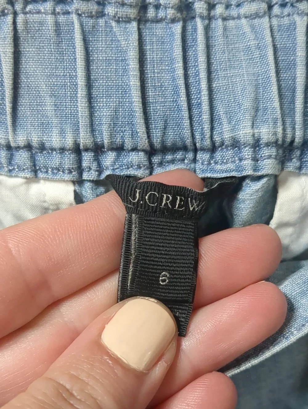 J. Crew Light Blue Chambray Elastic Backed Beach Pants Size 6